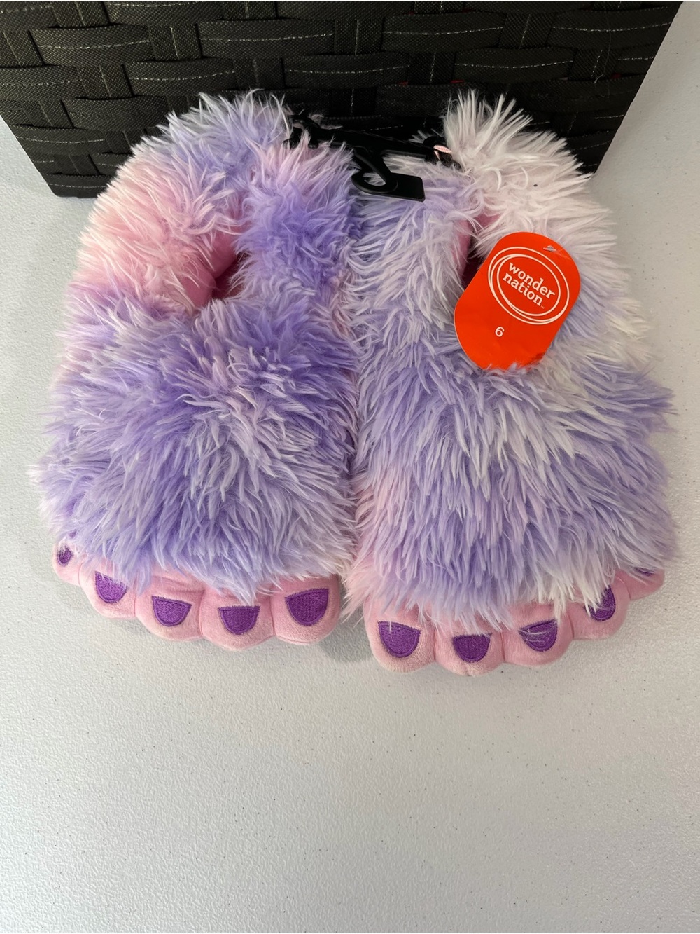 wonder nation Plush Monster Slippers in Lavender and Pink